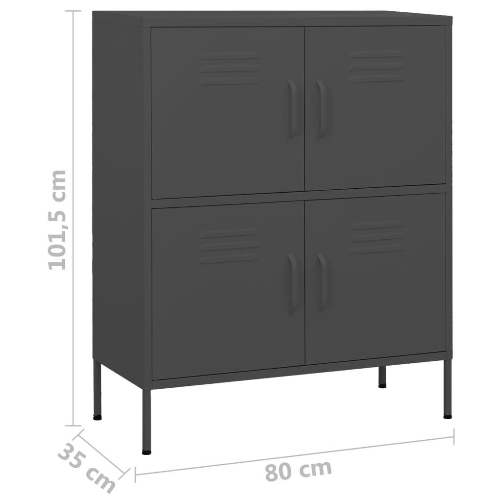 Armadietto Antracite 80x35x101,5 cm in Acciaio - homemem39