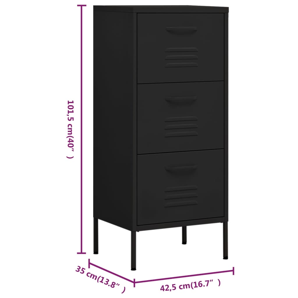 Armadietto Nero 42,5x35x101,5 cm in Acciaio - homemem39