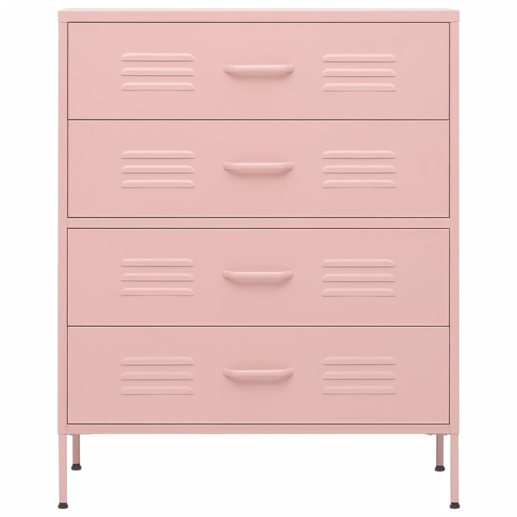 Cassettiera Rosa 80x35x101,5 cm in Acciaio - homemem39