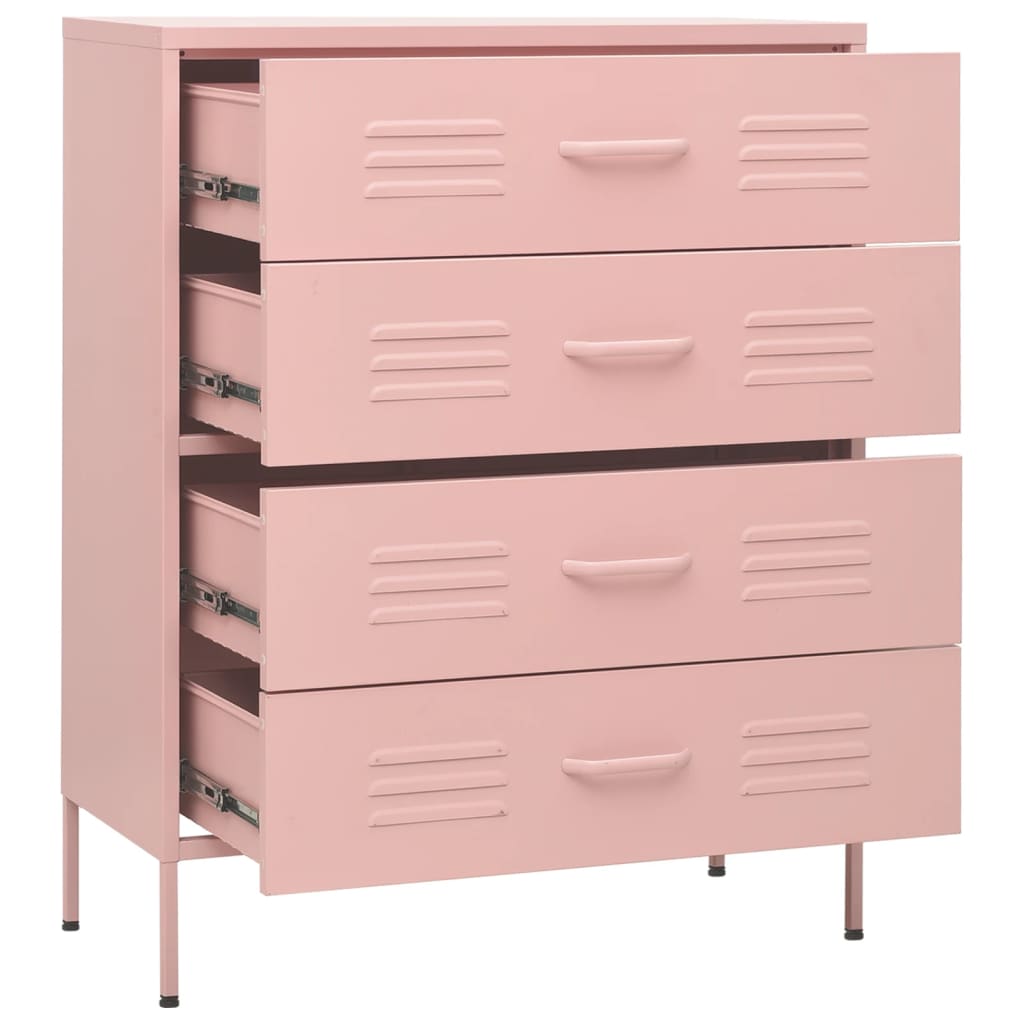 Cassettiera Rosa 80x35x101,5 cm in Acciaio - homemem39