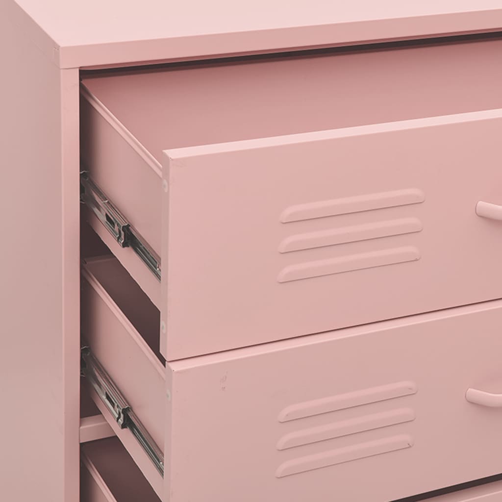 Cassettiera Rosa 80x35x101,5 cm in Acciaio - homemem39