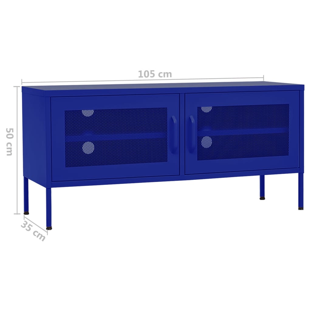 Mobile TV Blu Marino 105x35x50 cm in Acciaio - homemem39
