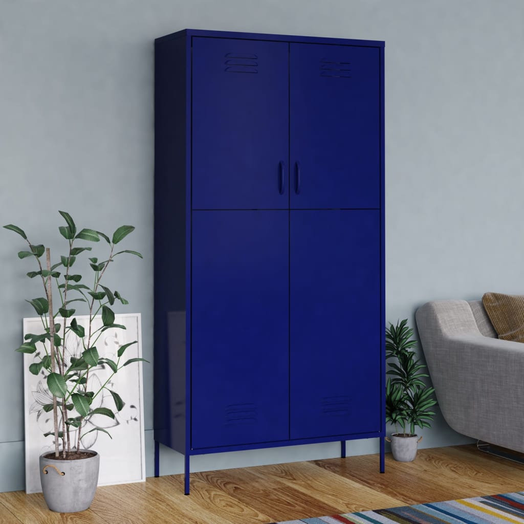Armadio Blu Marino 90x50x180 cm in Acciaio - homemem39