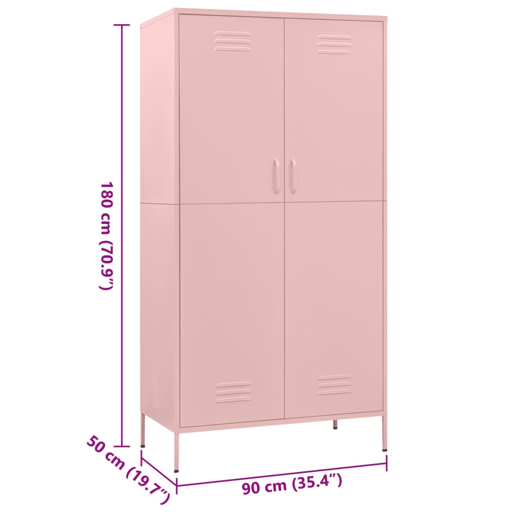 Armadio Rosa 90x50x180 cm in Acciaio - homemem39