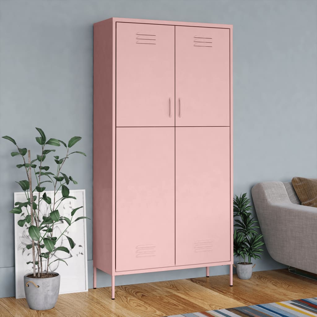 Armadio Rosa 90x50x180 cm in Acciaio - homemem39