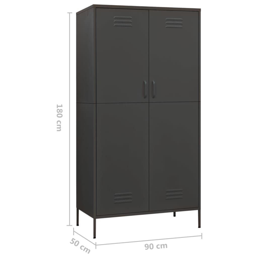 Armadio Antracite 90x50x180 cm in Acciaio - homemem39