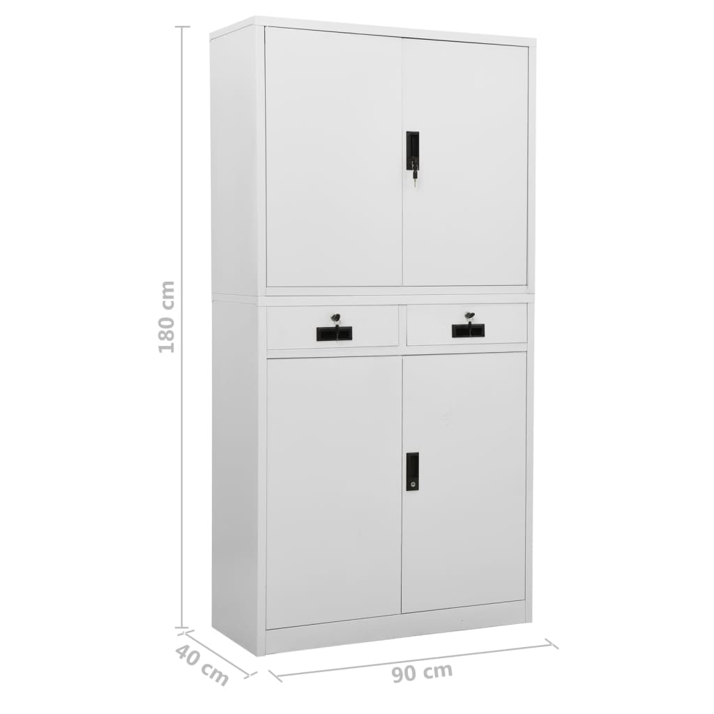Armadio per Ufficio Grigio Chiaro 90x40x180 cm in Acciaio | homemem39
