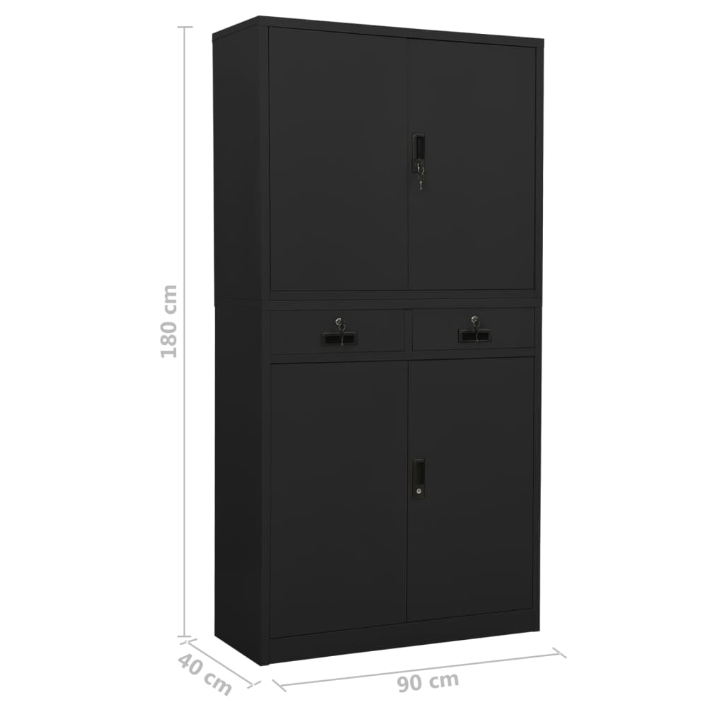 Armadio per Ufficio Antracite 90x40x180 cm in Acciaio