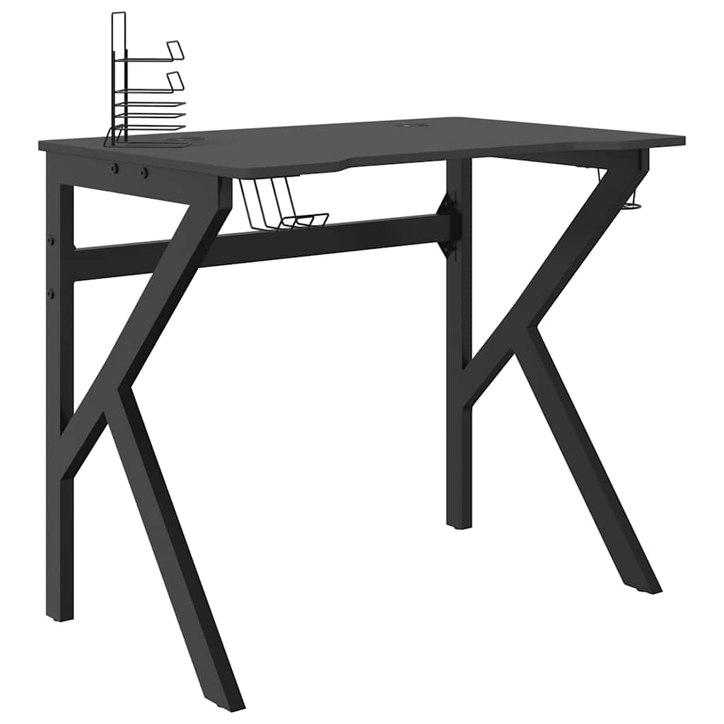 Scrivania da Gaming con Gambe a K Nera 90x60x75 cm - homemem39