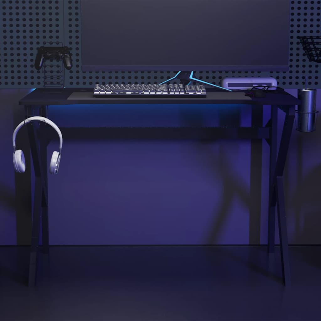 Scrivania da Gaming con Gambe a K Nera 110x60x75 cm - homemem39