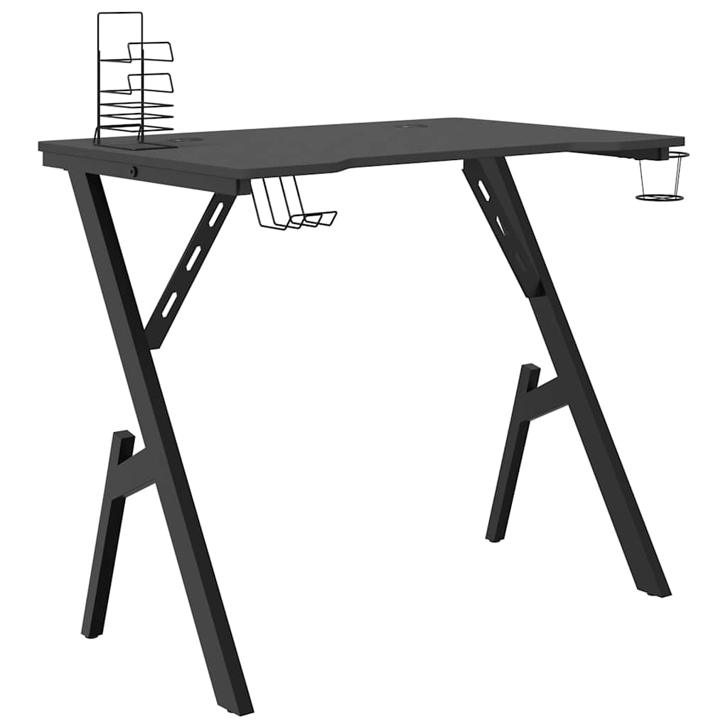 Scrivania da Gaming con Gambe a Y Nera 90x60x75 cm - homemem39