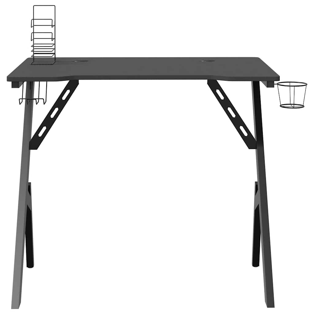 Scrivania da Gaming con Gambe a Y Nera 90x60x75 cm - homemem39