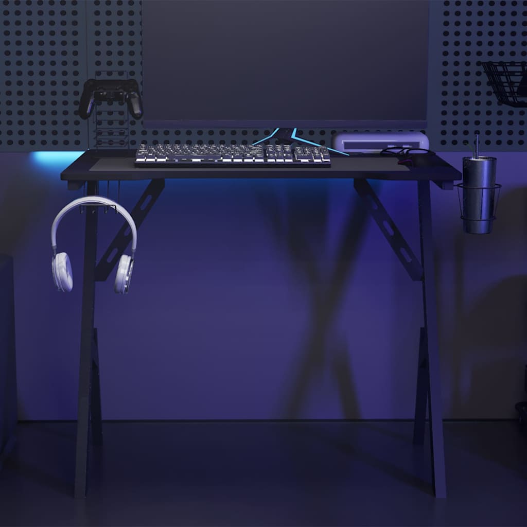 Scrivania da Gaming con Gambe a Y Nera 90x60x75 cm - homemem39