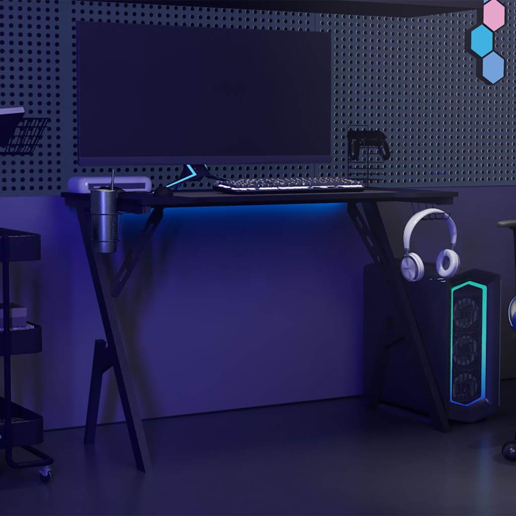 Scrivania da Gaming con Gambe a Y Nera 110x60x75 cm - homemem39