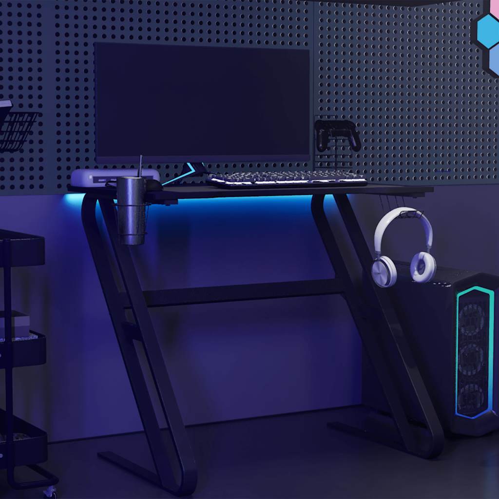 Scrivania da Gaming con Gambe a ZZ Nera 90x60x75 cm - homemem39