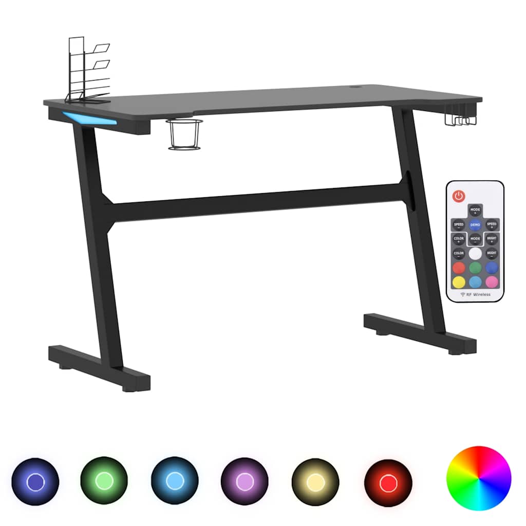 Scrivania da Gaming con LED e Gambe a Z Nera 110x60x75 cm - homemem39