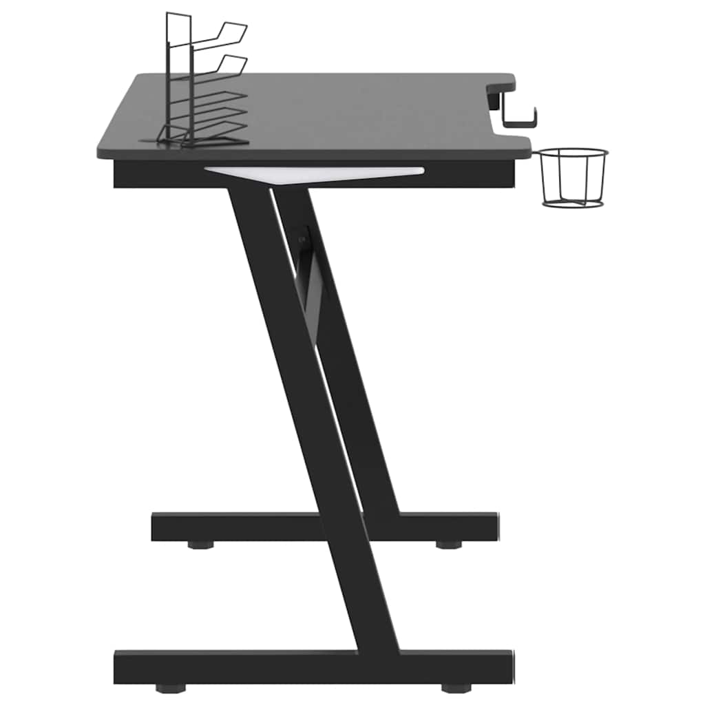 Scrivania da Gaming con LED e Gambe a Z Nera 110x60x75 cm - homemem39
