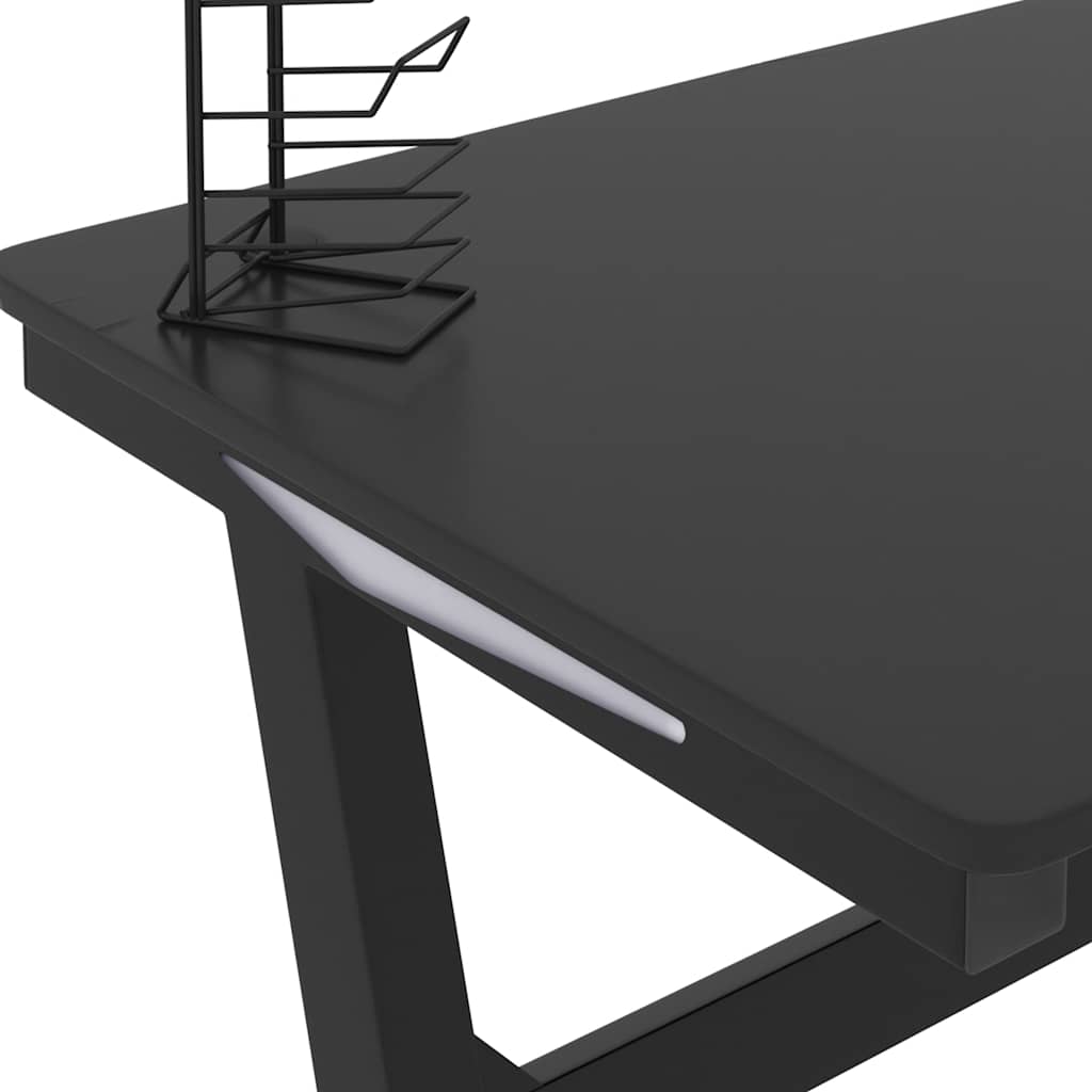 Scrivania da Gaming con LED e Gambe a Z Nera 110x60x75 cm - homemem39