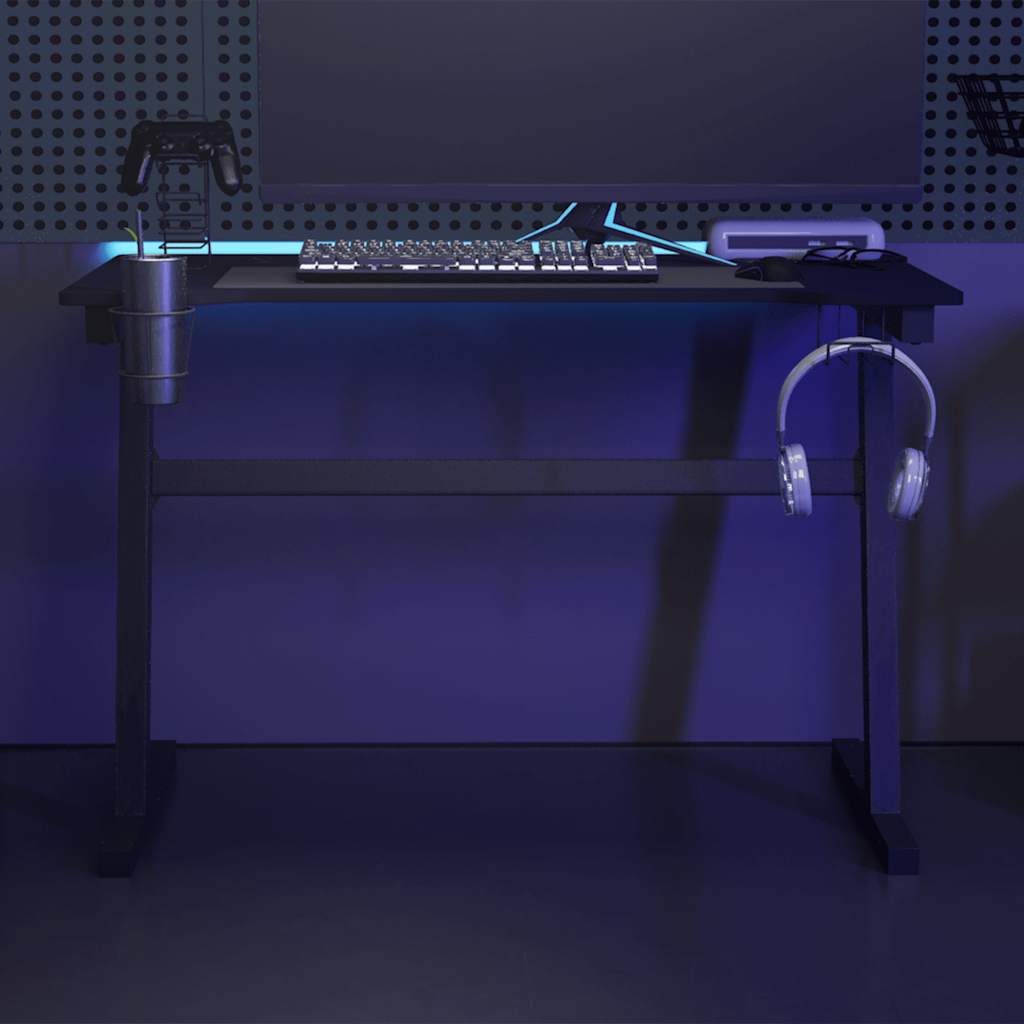 Scrivania da Gaming con LED e Gambe a Z Nera 110x60x75 cm - homemem39