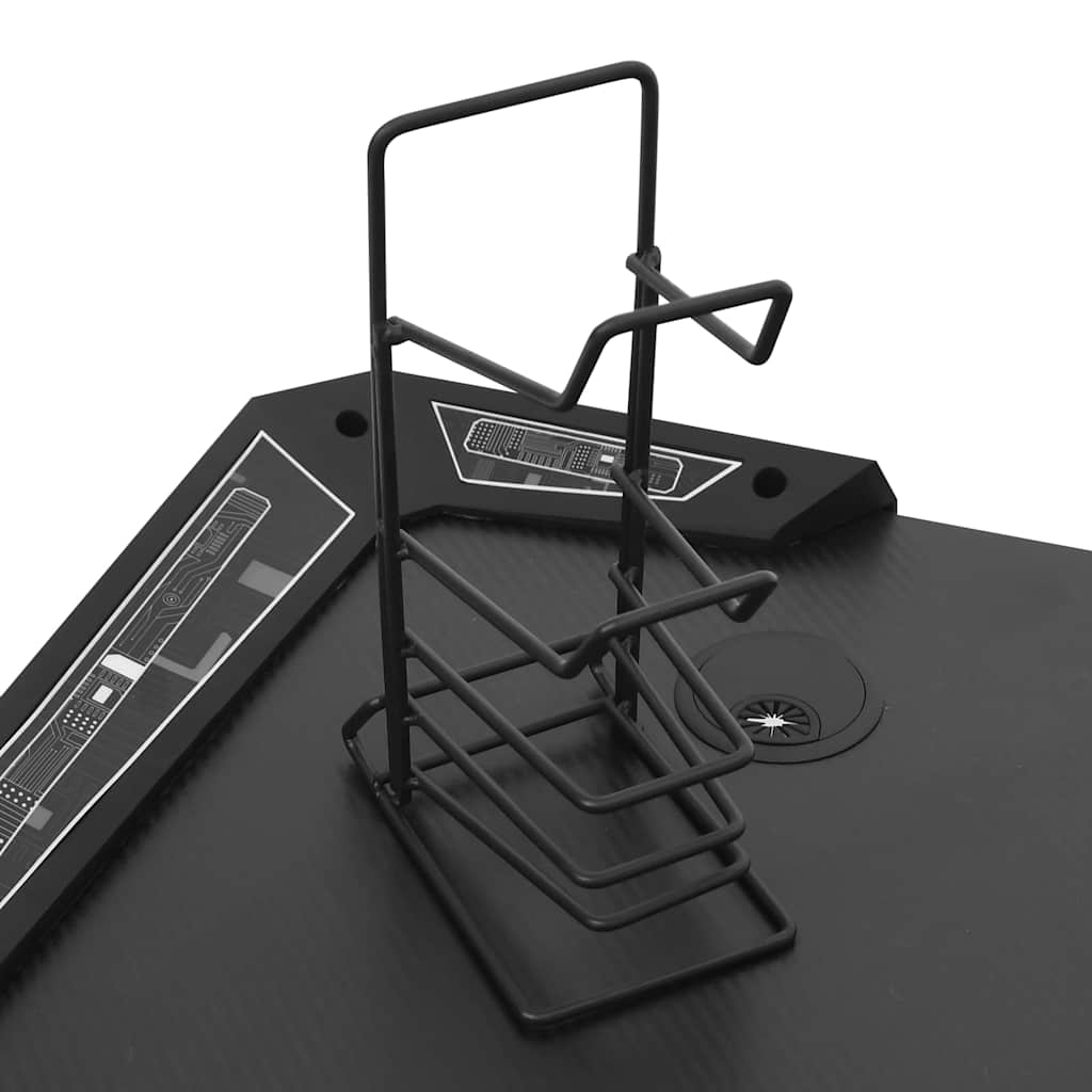 Scrivania da Gaming con LED e Gambe a Y Nera 110x60x75 cm - homemem39