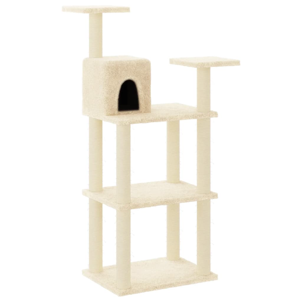 Albero per Gatti con Tiragraffi in Sisal Crema 118,5 cm - homemem39