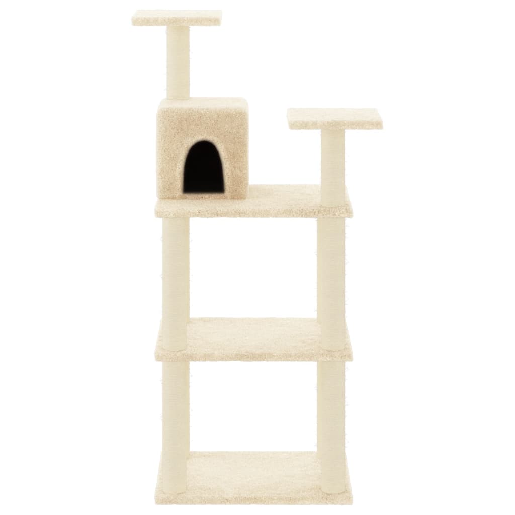 Albero per Gatti con Tiragraffi in Sisal Crema 118,5 cm - homemem39