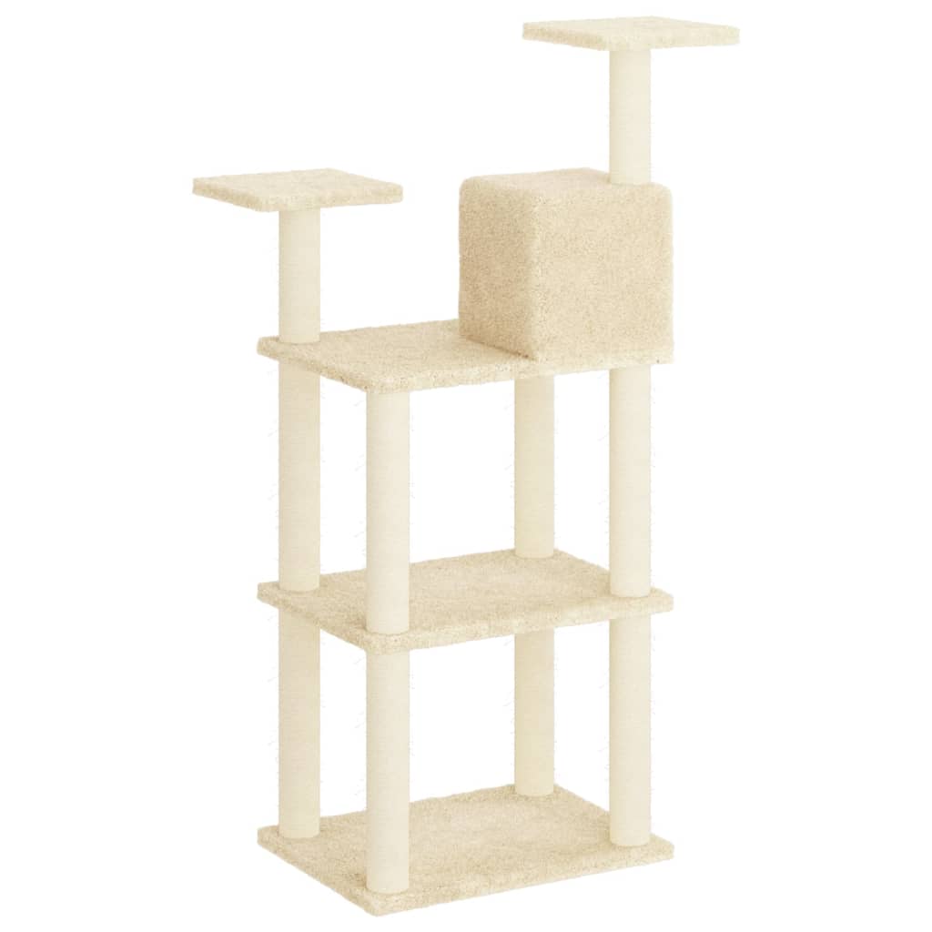 Albero per Gatti con Tiragraffi in Sisal Crema 118,5 cm - homemem39