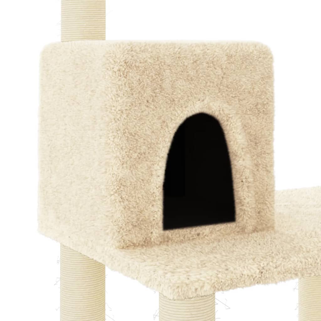 Albero per Gatti con Tiragraffi in Sisal Crema 118,5 cm - homemem39