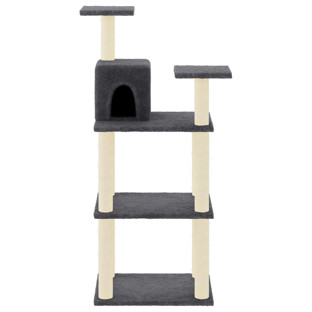 Albero per Gatti con Tiragraffi in Sisal Grigio Scuro 118,5 cm - homemem39