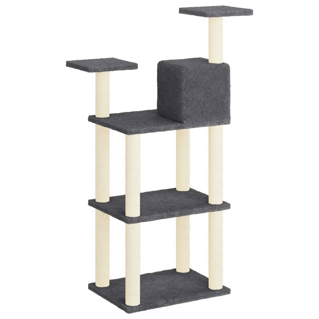 Albero per Gatti con Tiragraffi in Sisal Grigio Scuro 118,5 cm - homemem39