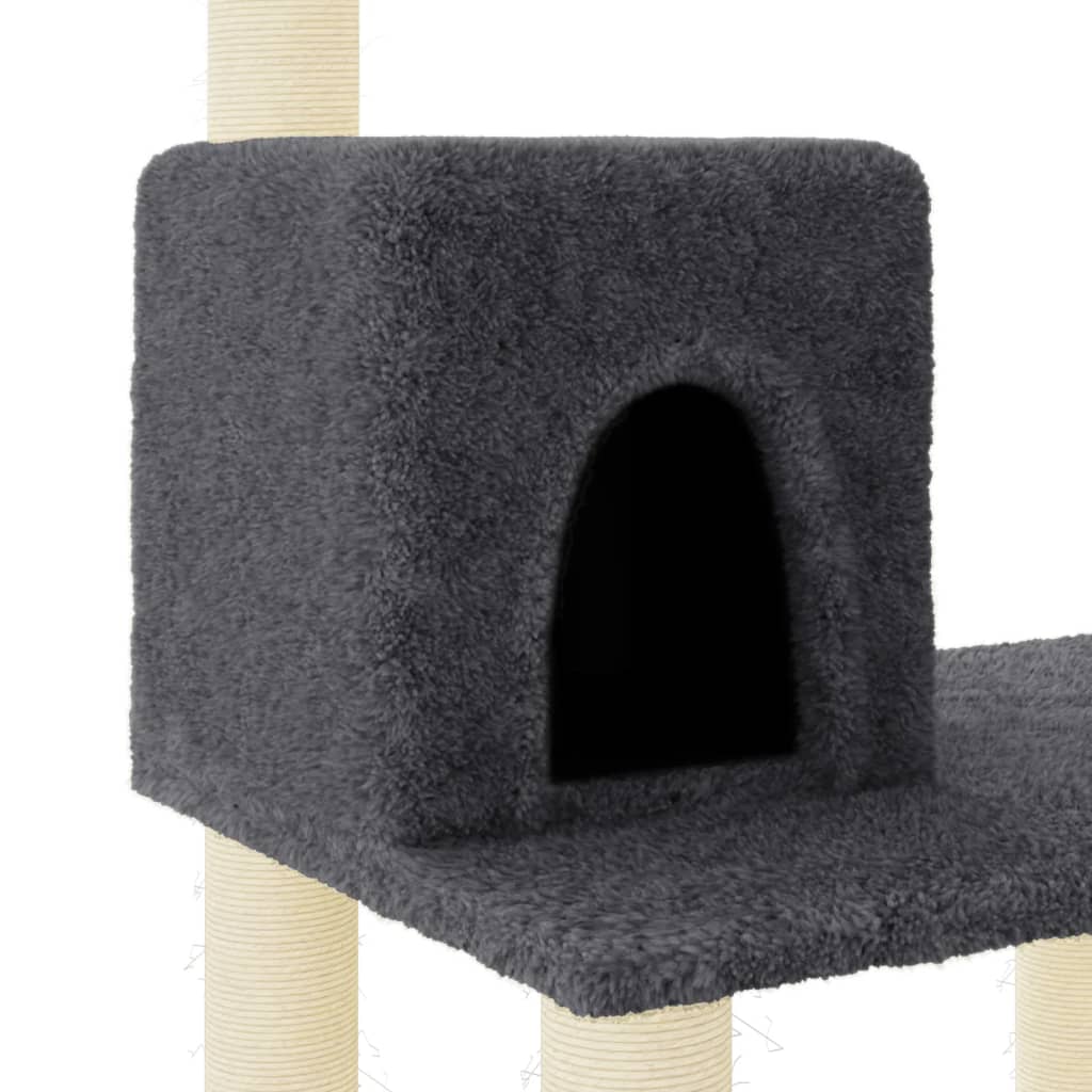 Albero per Gatti con Tiragraffi in Sisal Grigio Scuro 118,5 cm - homemem39