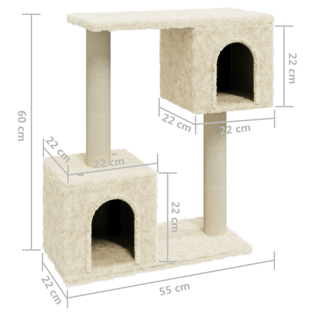 Albero per Gatti con Tiragraffi in Sisal Crema 60 cm - homemem39