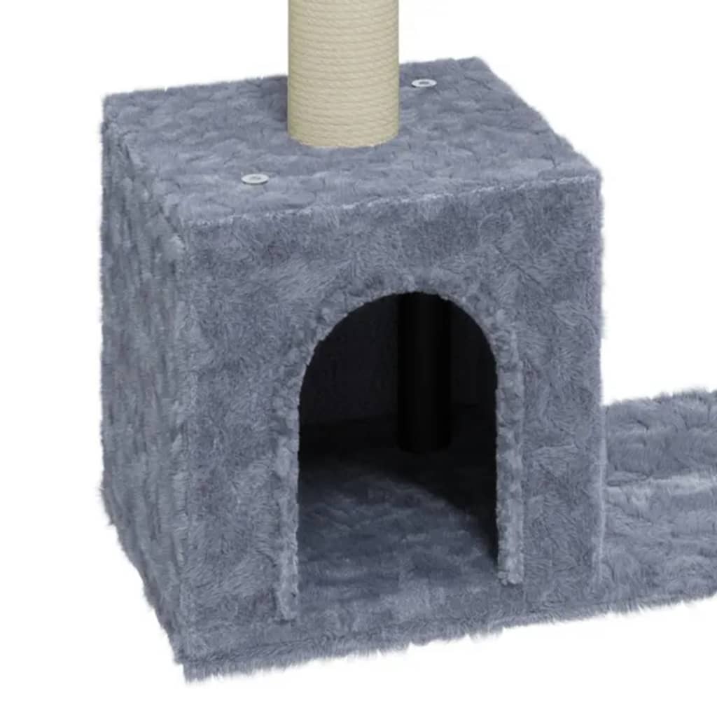 Albero per Gatti con Tiragraffi in Sisal Grigio Chiaro 60 cm - homemem39
