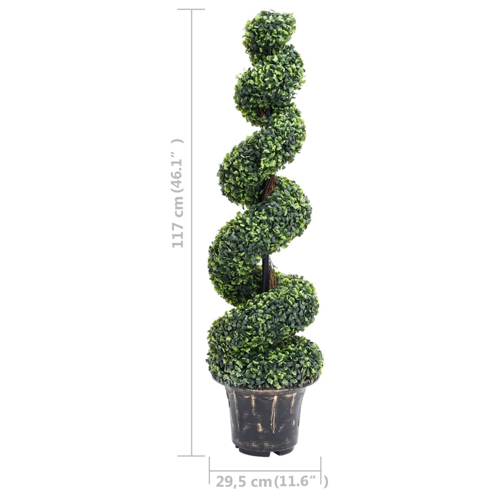 Pianta di Bosso Artificiale a Spirale con Vaso Verde 117 cm | homemem39
