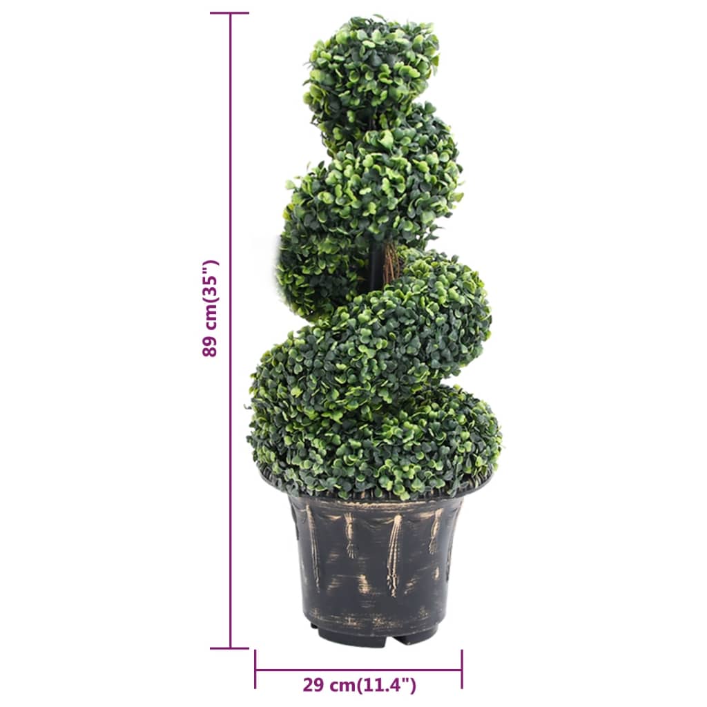 Pianta di Bosso Artificiale a Spirale con Vaso Verde 89 cm | homemem39