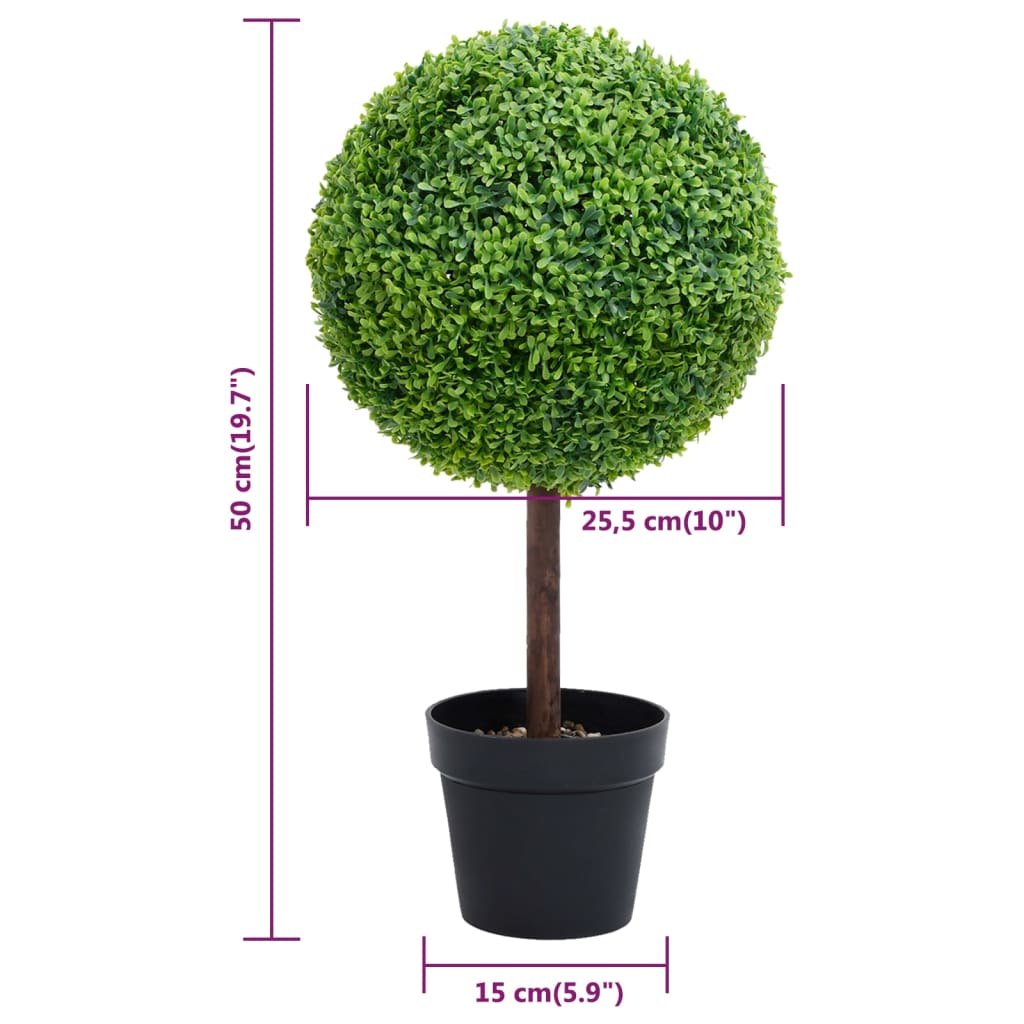 Pianta di Bosso Artificiale a Sfera con Vaso Verde 50 cm | homemem39