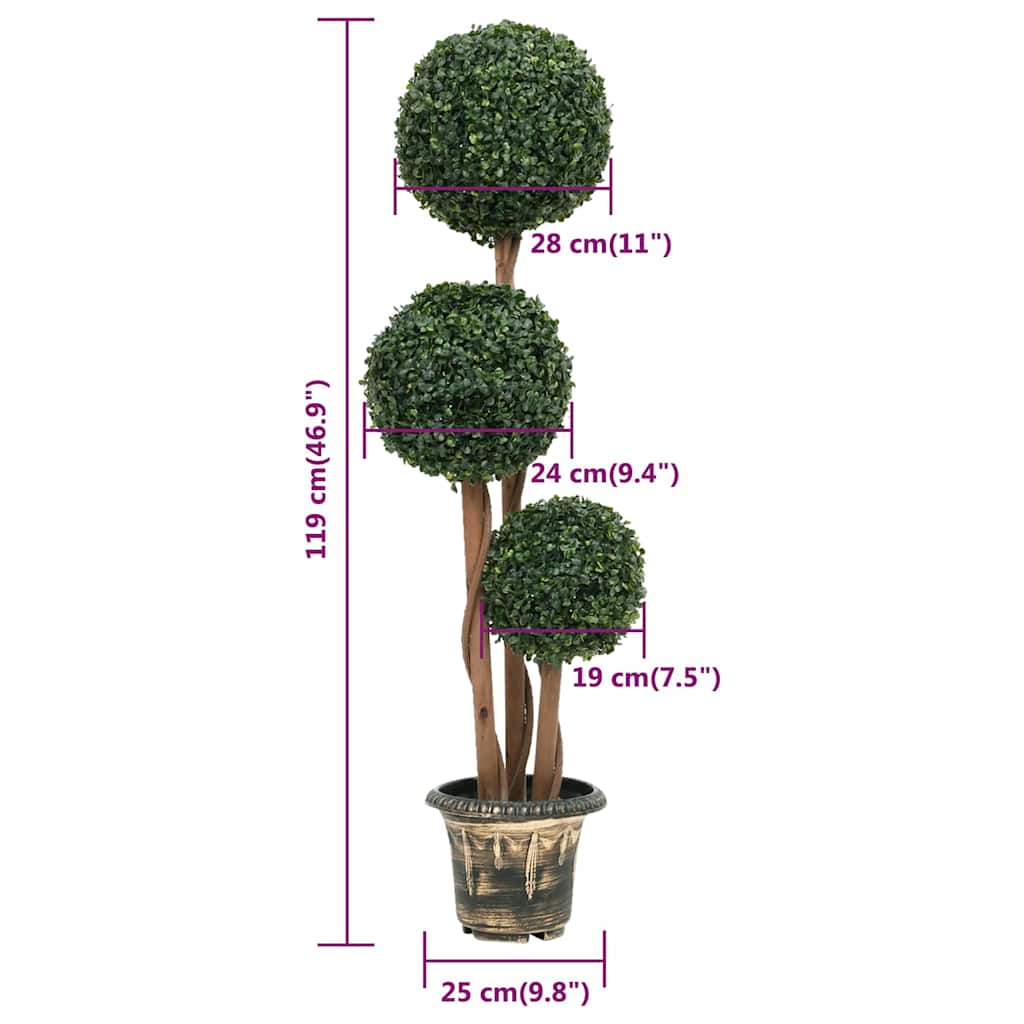 Pianta di Bosso Artificiale a Sfera con Vaso Verde 119 cm | homemem39