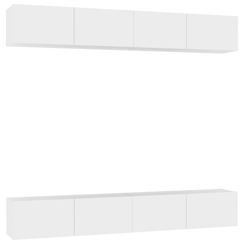 Mobili Porta TV 4 pz Bianchi 100x30x30 cm in Legno Multistrato - homemem39