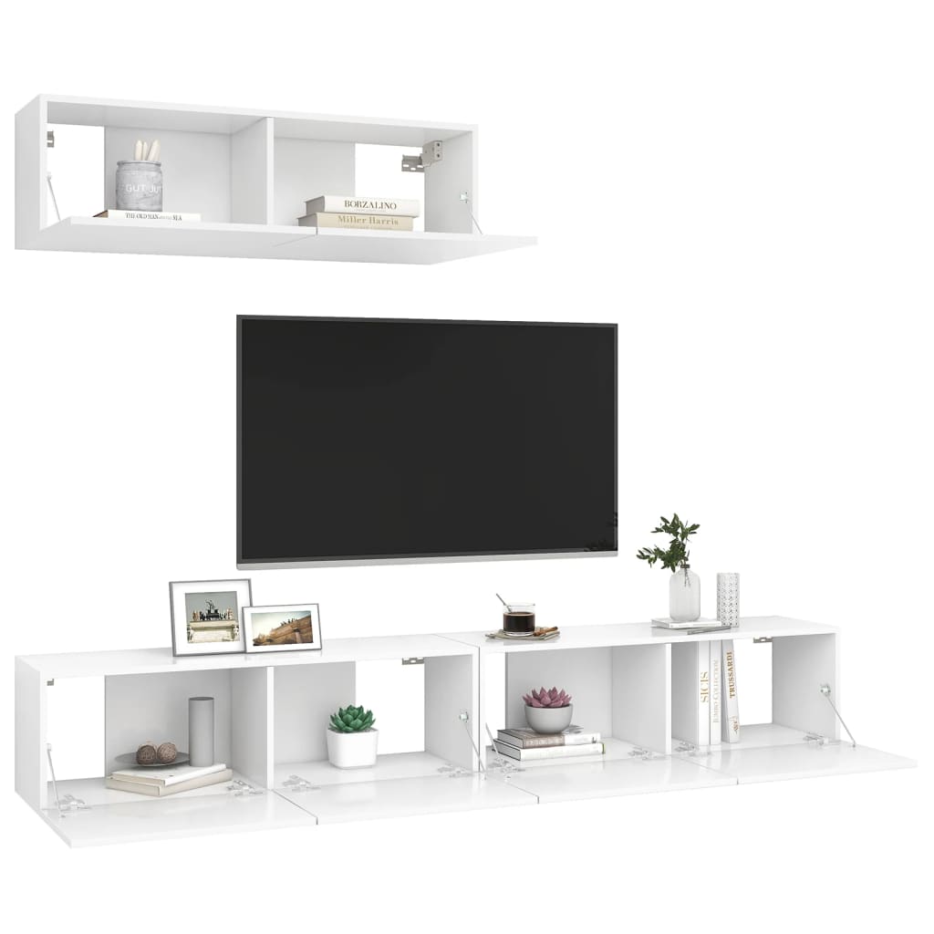 Mobili Porta TV 3 pz Bianchi in Legno Multistrato - homemem39