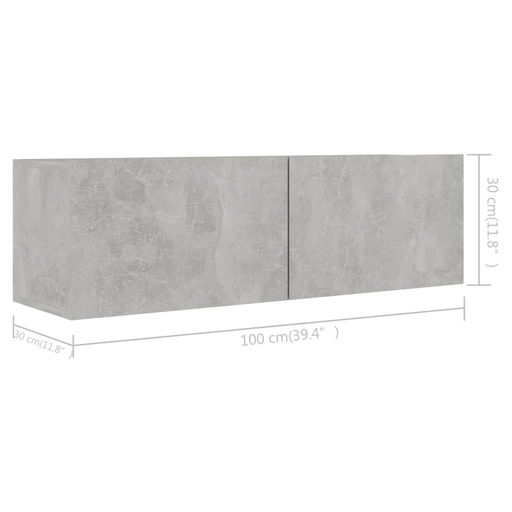 Mobili TV 4 pz Grigio Cemento 100x30x30 cm in Legno Multistrato - homemem39