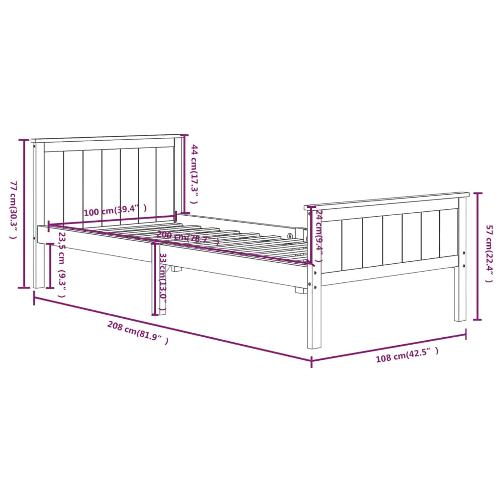Giroletto Marrone Scuro in Legno Massello di Pino 100x200 cm | homemem39