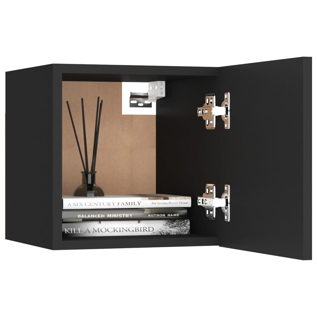 Comodino Nero 30,5x30x30 cm in Legno Multistrato - homemem39