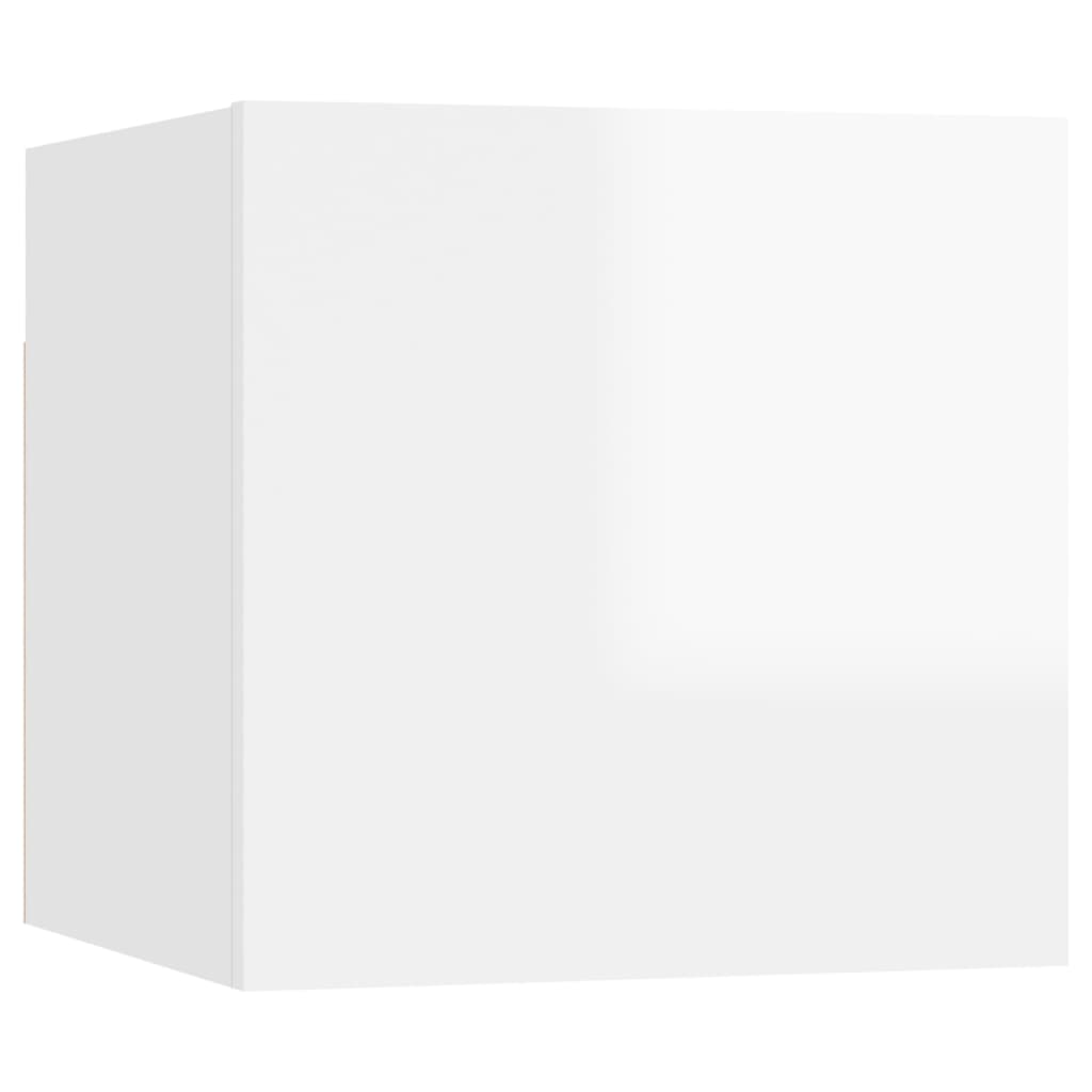 Comodino Bianco Lucido 30,5x30x30 cm in Truciolato - homemem39