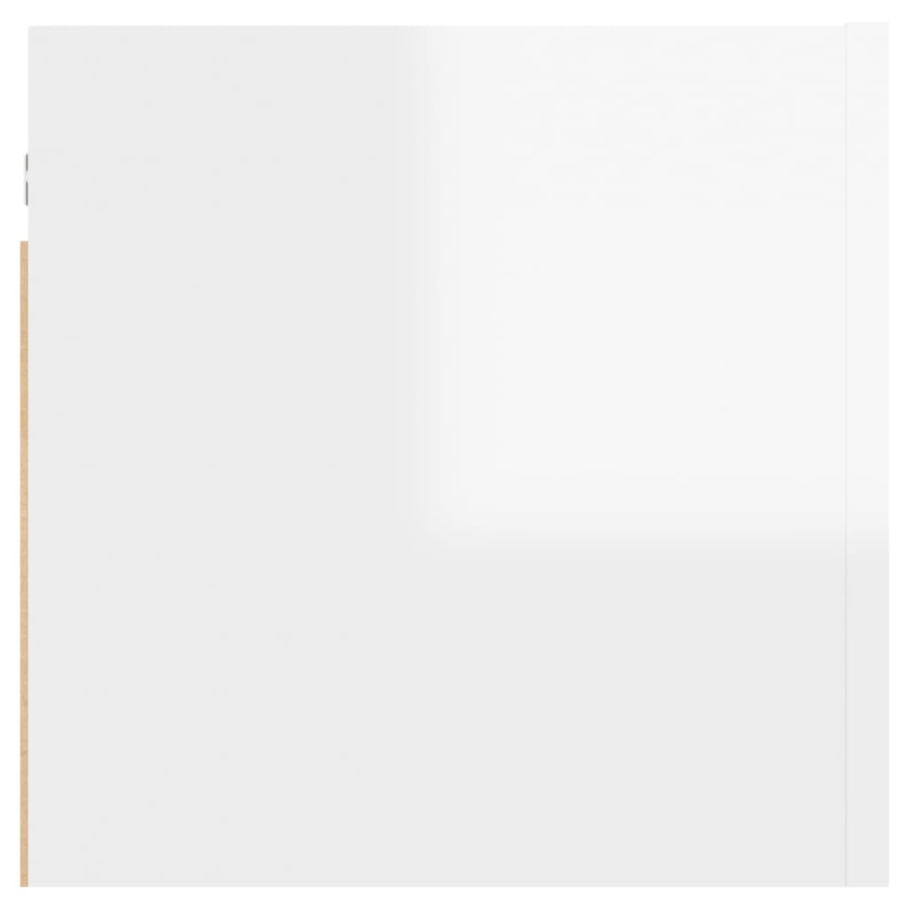 Comodino Bianco Lucido 30,5x30x30 cm in Truciolato - homemem39