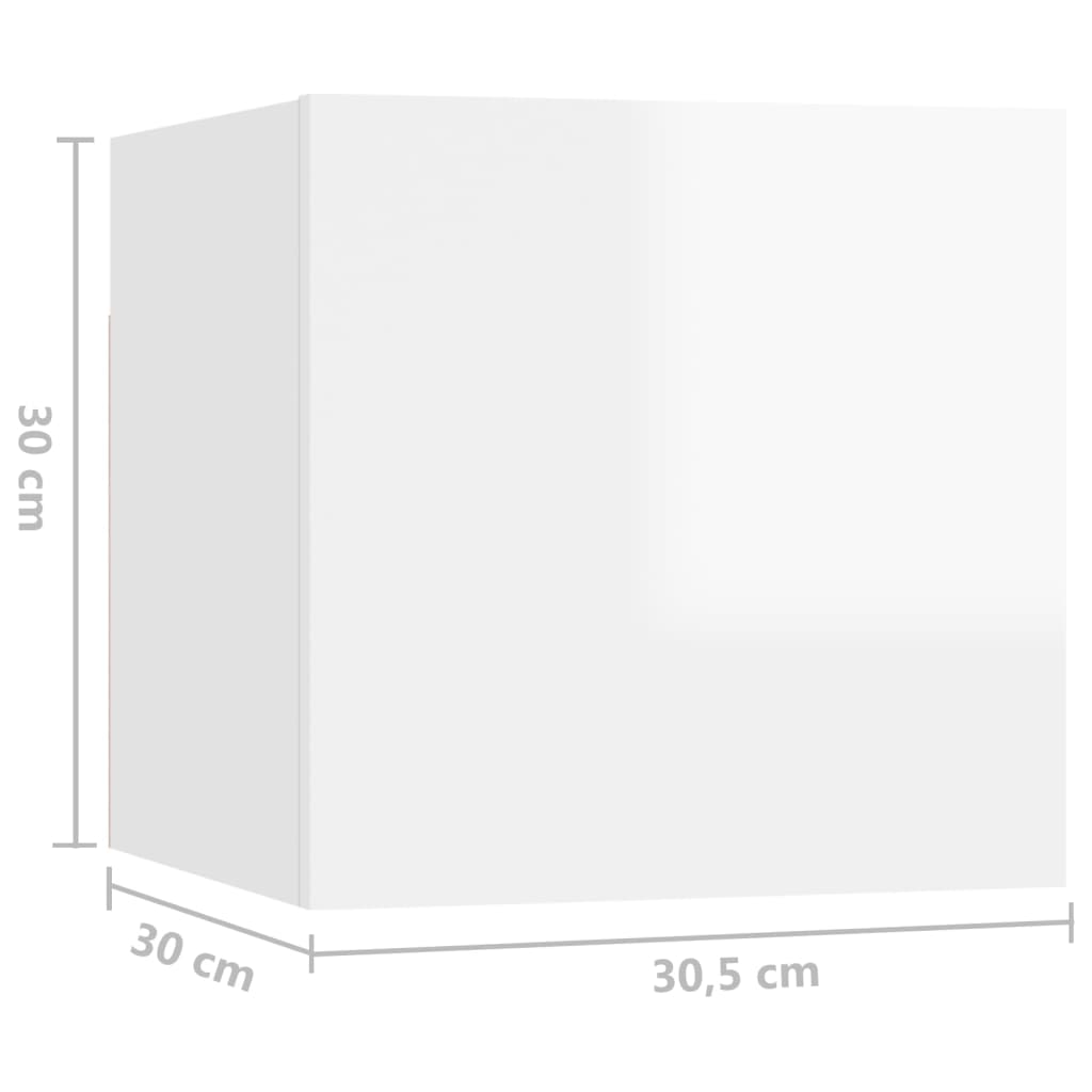 Comodino Bianco Lucido 30,5x30x30 cm in Truciolato - homemem39