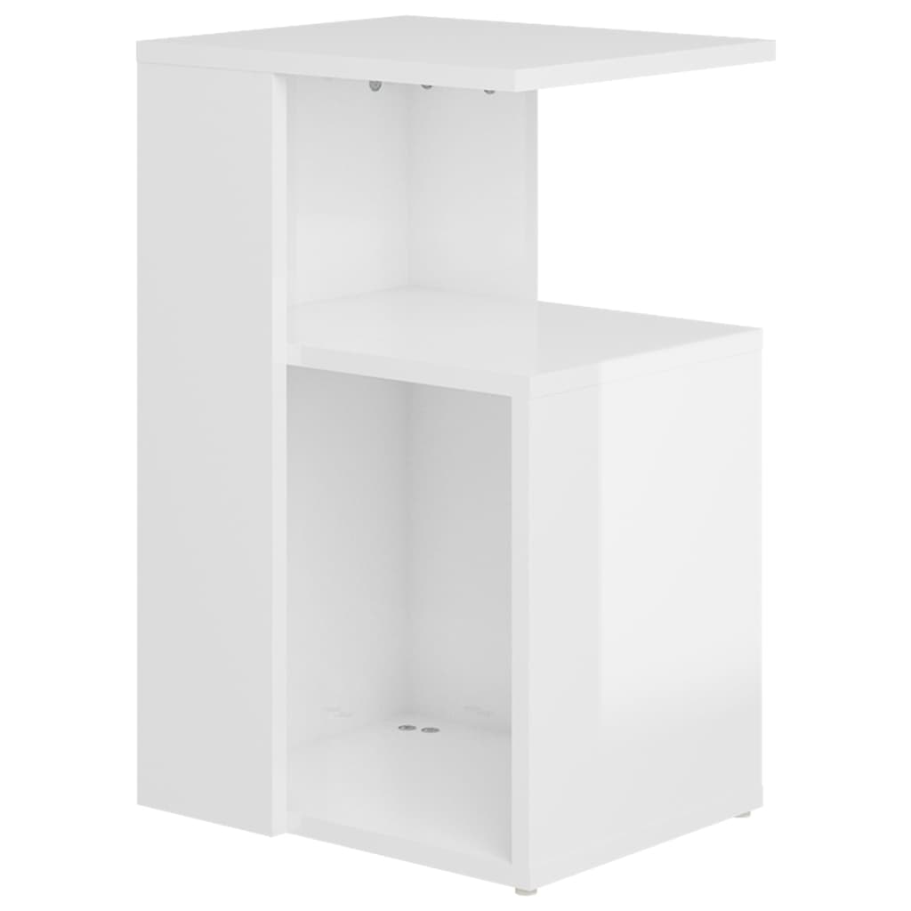 Tavolino Bianco Lucido 36x30x56 cm in Legno Multistrato - homemem39