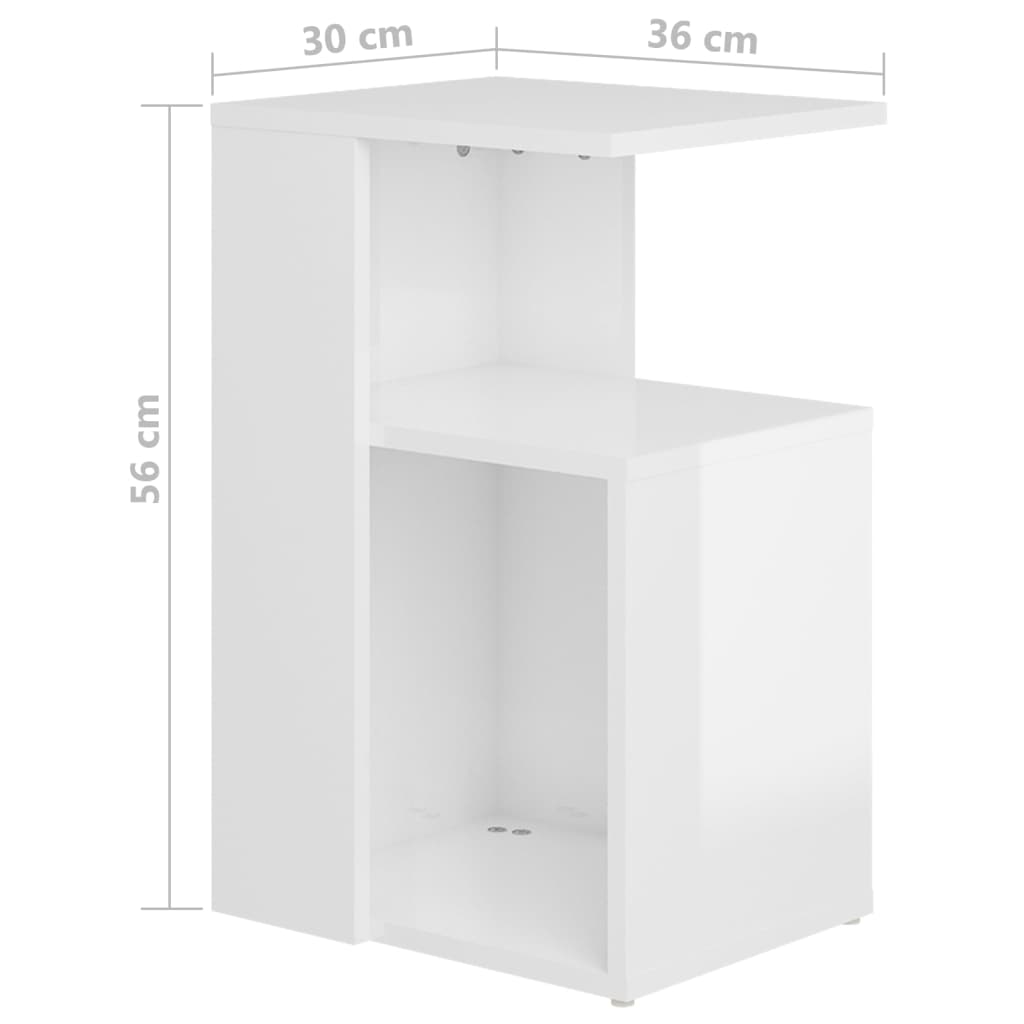 Tavolino Bianco Lucido 36x30x56 cm in Legno Multistrato - homemem39