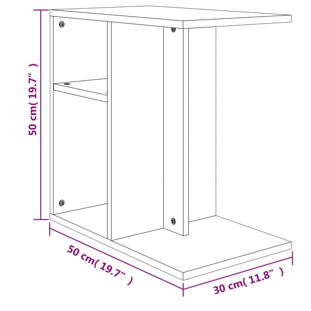 Tavolino Rovere Sonoma 50x30x50 cm in Legno Multistrato - homemem39
