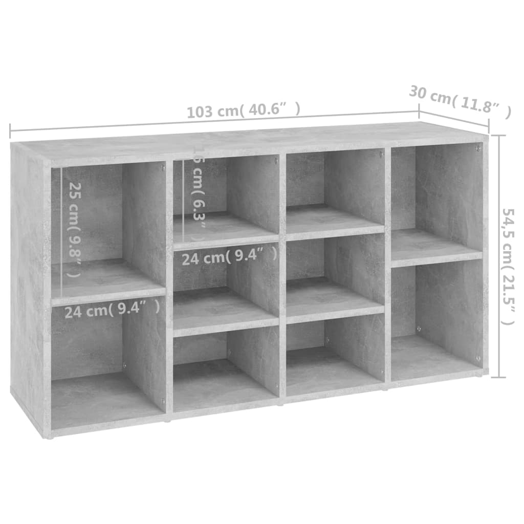 Scarpiera con Panchina Grigio Cemento 103x30x55cm Multistrato - homemem39