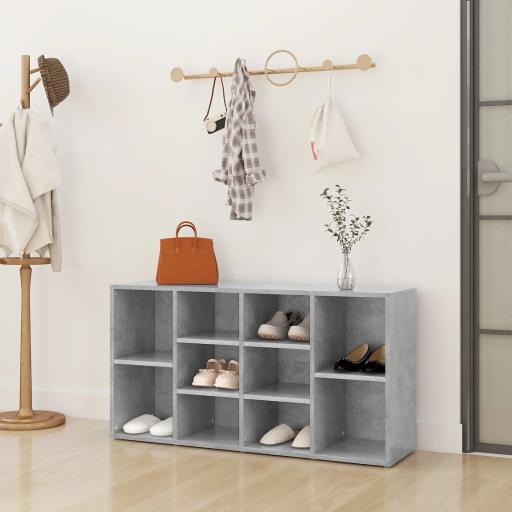 Scarpiera con Panchina Grigio Cemento 103x30x55cm Multistrato - homemem39